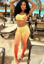 Women Sexy Floral Gradient Printed Camisole Vest Top and Trousers Two-Piece Set Women Sexy Floral Gradient Printed Camisole Vest Top and Trousers Two-Piece Set