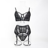 Women Lace Lace Sexy Jacquard See-Through Sexy Lingerie Three-Piece