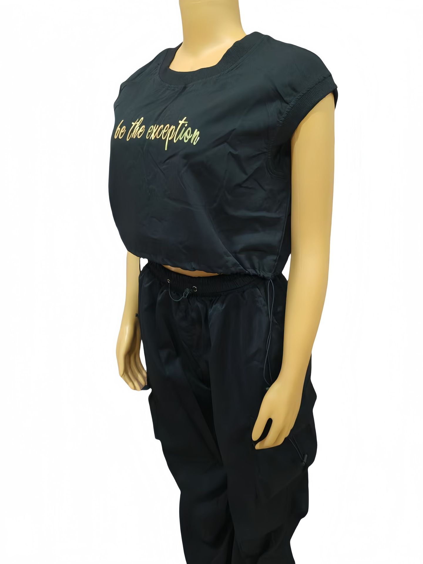 Women Round Neck Short Sleeve Top and Pants Casual Two-piece Set