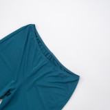 Women Spring and Summer Sexy V Neck Sleeveless Bodysuit and Flared Pants Two-piece Set
