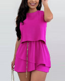 Women Sleeveless Round Neck Mini Jumpsuit