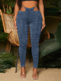 Women Pleated Casual Solid Long Pants