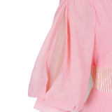 Plus Size African Women elegant v-neck pleated dress