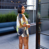 Women Summer Holidays Style Print Casual Shirt Shorts Two-piece Set