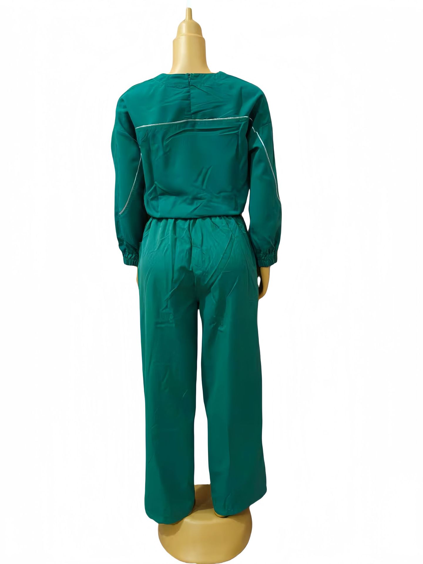 Women Solid Printed Casual Top and Pants Two-piece Set