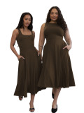 Women Solid Sleeveless Dress