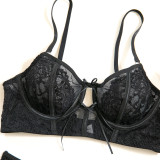 Women Lace Lace Sexy Jacquard See-Through Sexy Lingerie Three-Piece