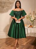 Women Retro Sexy Off Shoulder Elegant Sequin Formal Party Dress