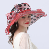 Women Polka Dot Big Brim Sun Hat Summer Elegant Sun Hat Beach Beach Hat