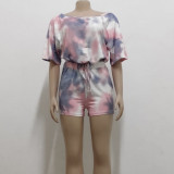Women Casual Print Top and Shorts Two-piece suit