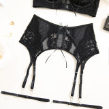 Women Lace Lace Sexy Jacquard See-Through Sexy Lingerie Three-Piece