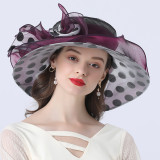 Women Polka Dot Big Brim Sun Hat Summer Elegant Sun Hat Beach Beach Hat