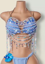 Women Jewel Bra Beaded Bra Chain Transparent Body Chain Top Chest Chain