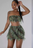Women's Strapless High-Waist Slim Fit Sexy Mini Skirt Set