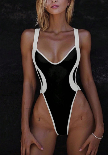 Women's Sexy One-Piece Patchwork Contrast Color Swimsuit