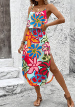 Women's Summer Sleeveless Asymmetric Print Dress