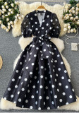 Bubble Sleeve Belt Ball Gown