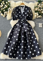 Bubble Sleeve Belt Ball Gown