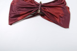 Summer Women's Sexy Halter Neck Off-Shoulder Sleeveless Top & Fitted Ruched Long Skirt Set