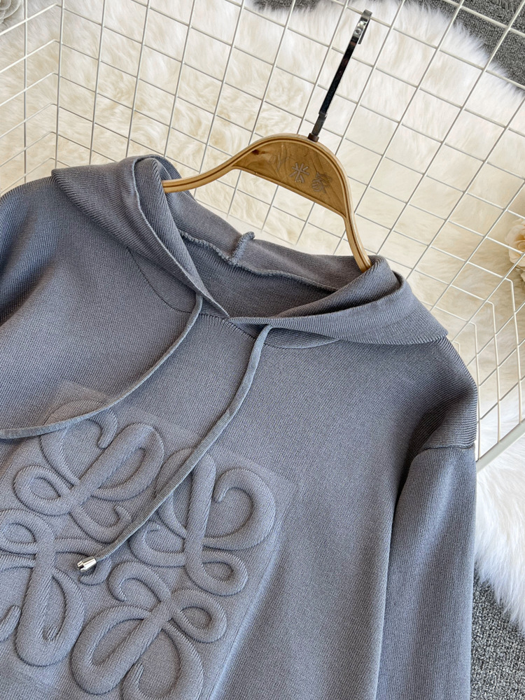 Trendy Women's Oversized Knit Hoodie High-Waisted Wide-Leg Pants Set