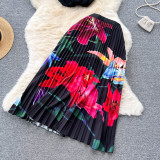 Elegant Women's Summer Sleeveless Blouse + Pleated Maxi Skirt Two-Piece Set