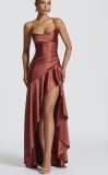 Summer Sexy Women's Sleeveless Low-Back Ruffle Asymmetric Dress