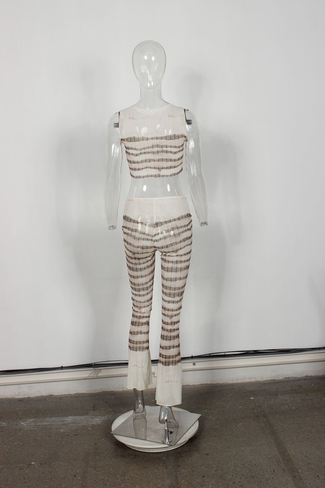 Women's Trendy Sexy See-Through Mesh Print Top & Flared Pants Set