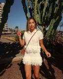 Women's Fringe Short-Sleeve Knit Jacket + High-Waisted Mini Skirt Set