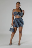 Women's Strapless High-Waist Slim Fit Sexy Mini Skirt Set