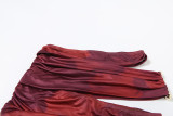 Summer Women's Sexy Halter Neck Off-Shoulder Sleeveless Top & Fitted Ruched Long Skirt Set