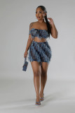 Women's Strapless High-Waist Slim Fit Sexy Mini Skirt Set