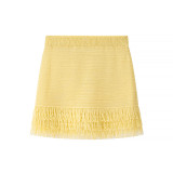 Women's Fringe Short-Sleeve Knit Jacket + High-Waisted Mini Skirt Set