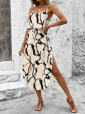 Women's Summer Sleeveless Asymmetric Print Dress