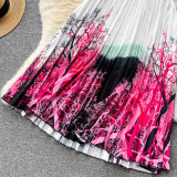 Elegant Women's Summer Sleeveless Blouse + Pleated Maxi Skirt Two-Piece Set