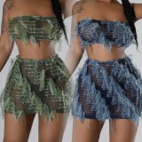 Women's Strapless High-Waist Slim Fit Sexy Mini Skirt Set