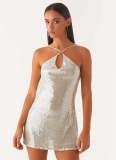 Women Backless Halter Neck sleeveless sexy bodycon dress