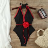 Women Sexy Flower Lace One-piece Swimwear