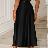 Women Spring and Autumn Satin Bodycon Skirt