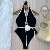 Women Sexy Flower Lace One-piece Swimwear