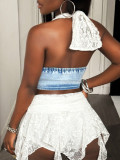 Women Halter Neck vest strap Denim Top