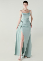 Women beaded chain fishtail slit evening dress Women beaded chain fishtail slit evening dress