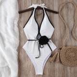 Women Sexy Flower Lace One-piece Swimwear