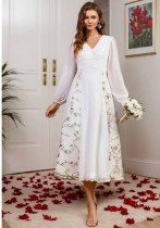 Women Summer Formal Party Long Sleeve Dress
