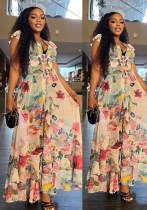 Women Holidays Sexy V Neckchiffon Ruffle Dress Women Holidays Sexy V Neckchiffon Ruffle Dress