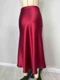 Women Spring and Autumn Satin Bodycon Skirt