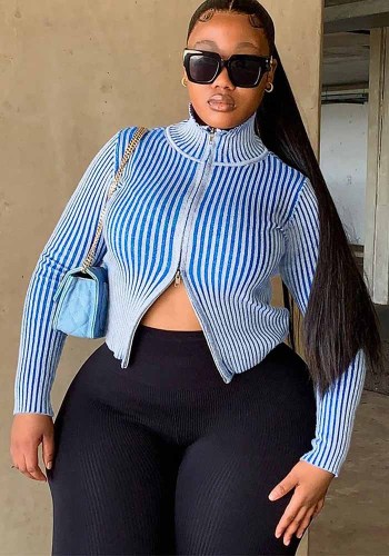 Women Knitting zipper sweater jacket