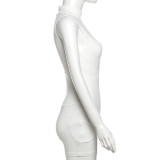 Women Summer White Turtleneck Sleeveless Bodysuit