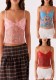 Women Summer Sleeveless Multi-Color Strapless Suspender See-Through Embroidered Beaded Lace Top