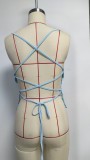 Women Summer Sleeveless Multi-Color Strapless Suspender See-Through Embroidered Beaded Lace Top