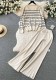 Women Casual V Neck Striped Knitting Top and Pants Two-piece Set